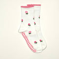 White and Pink Gripped Floral Socks