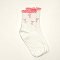 Pink and White Gripped Ribbon Socks