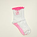 Pink and White Hearts Grip Socks